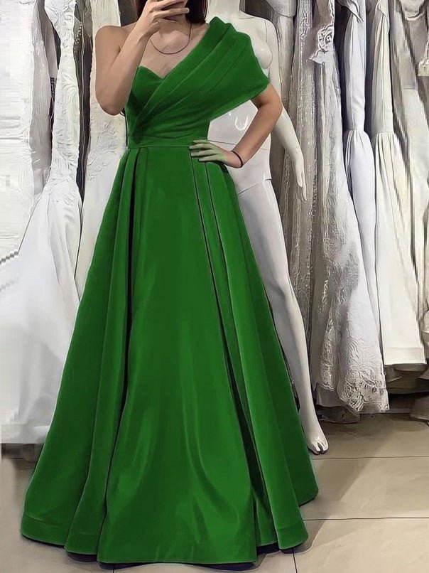 Women's Dresses Solid One Shoulder Slim Fit Swing Dress - LuckyFash™