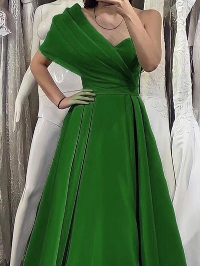Women's Dresses Solid One Shoulder Slim Fit Swing Dress - LuckyFash™