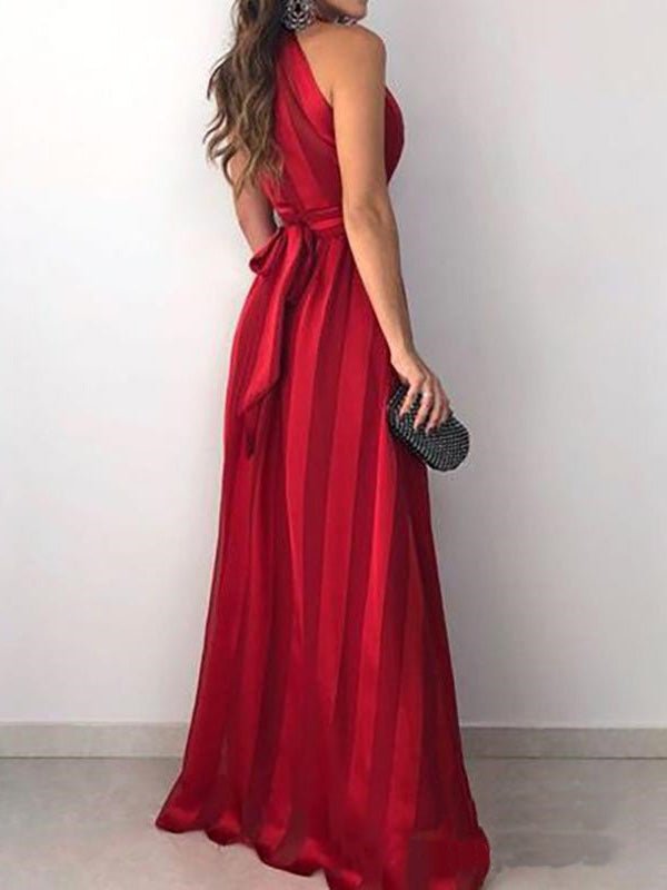 Dresses Striped Tie V-Neck Sleeveless Dress - LuckyFash™