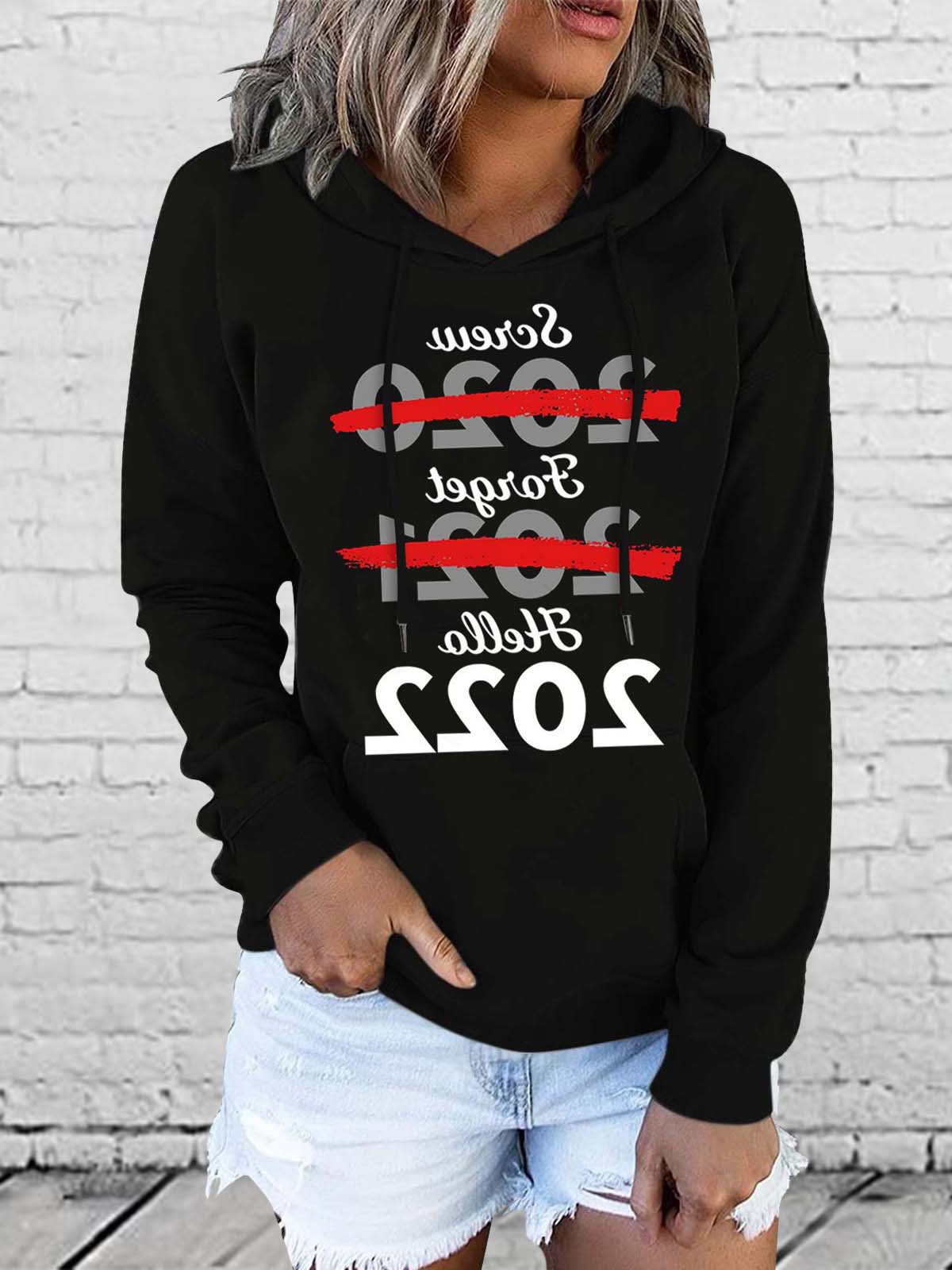 Women's Hoodies Printed Pocket Drawstring Long Sleeve Hoodie - LuckyFash™