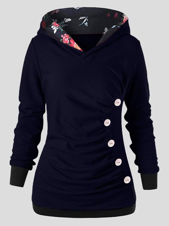 Women's Hoodies Casual Pullover Button Long Sleeve Hoody - LuckyFash™