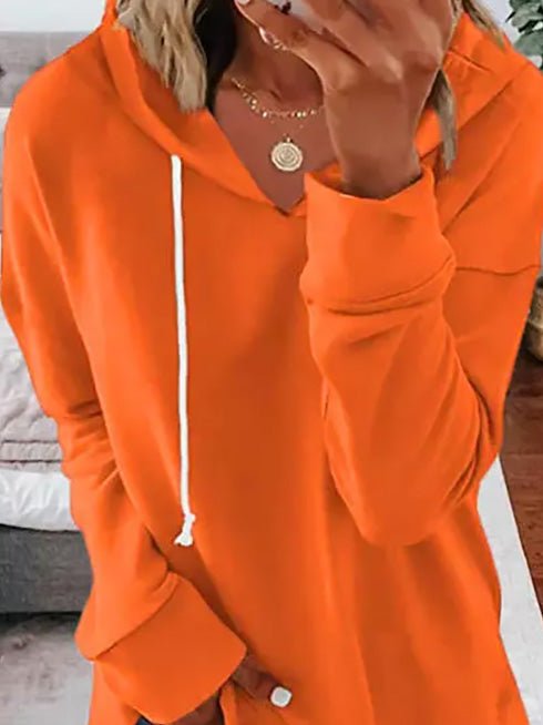 Women's Hoodies Casual Solid Drawstring Long Sleeve Hoody - LuckyFash™