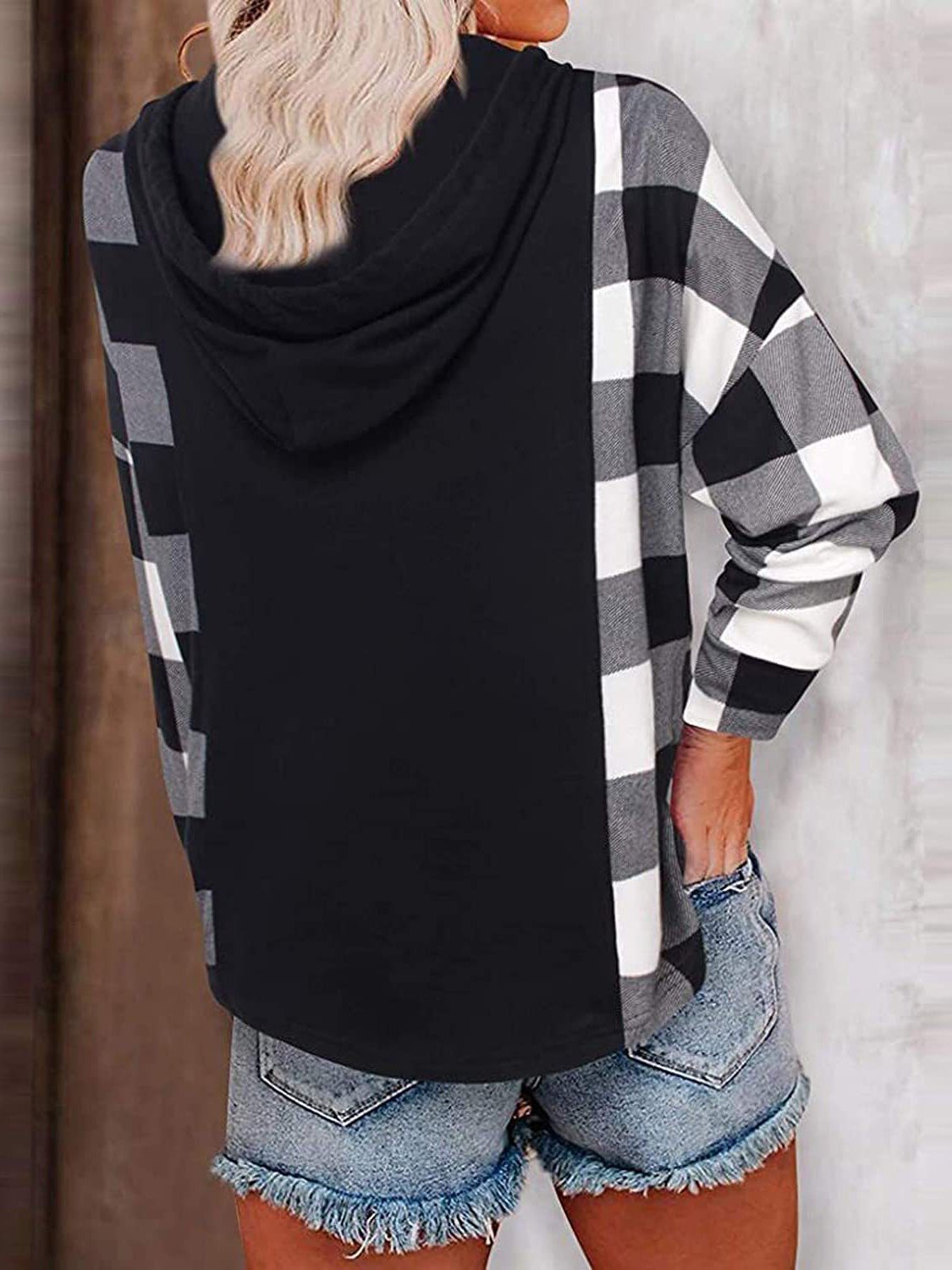 Women's Hoodies Check Wineglass V-Neck Long Sleeve Hoody - LuckyFash™