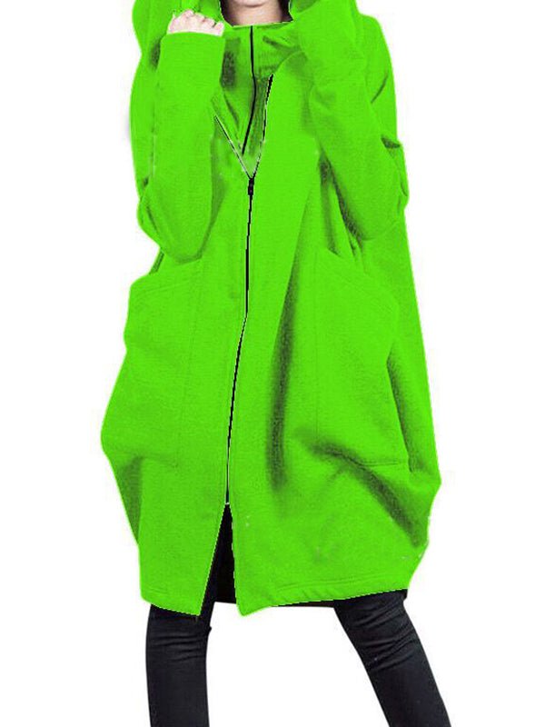 Hoodies Fake Two Loose Solid Color Mid Long Hoodie - LuckyFash™