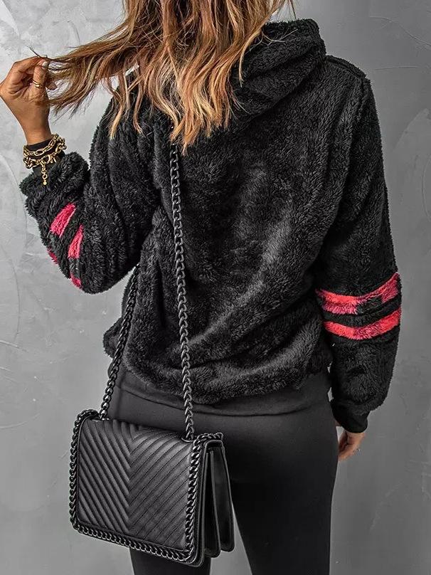 Women's Hoodies Furry Check Pocket Drawstring Hoody - LuckyFash™