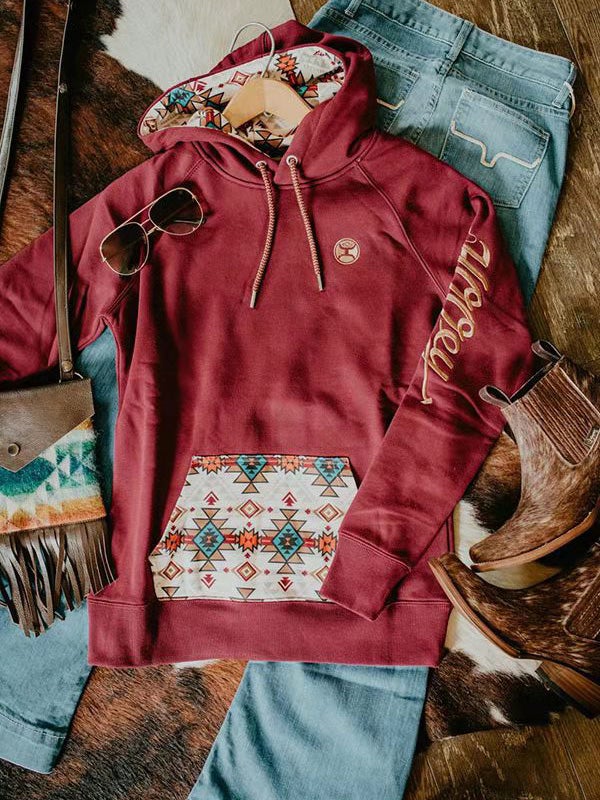 Women's Hoodies Geometric Print Pocket Long Sleeve Hoodie - LuckyFash™