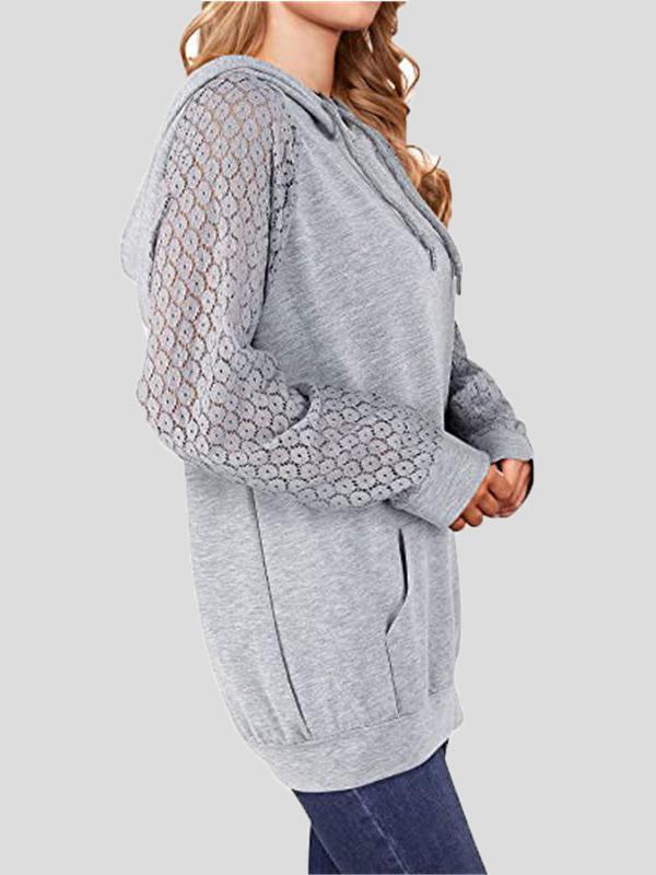 Women's Hoodies Lace Long Sleeve Drawstring Pocket Hoodie - LuckyFash™