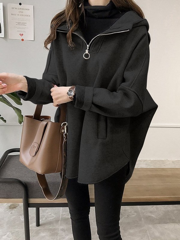 Hoodies Lazy Wind Wool Medium Long Pullover Hoodie - LuckyFash™