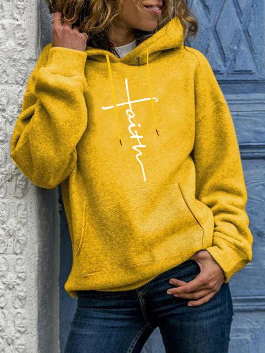 Women's Hoodies Letter Print Drawstring Long Sleeve Hoodie - LuckyFash™
