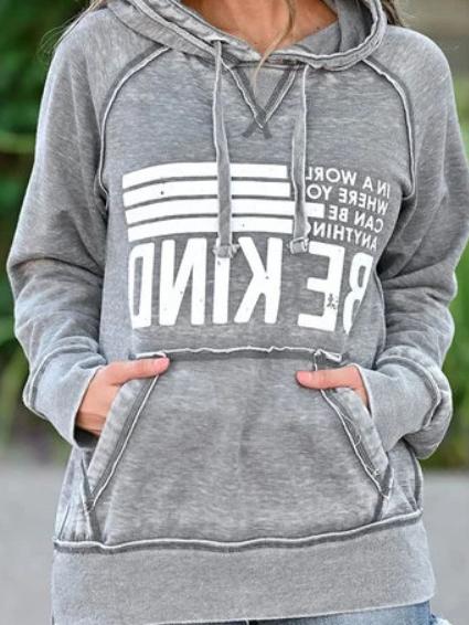 Women's Hoodies Letter Print Pocket Long Sleeve Hoody - LuckyFash™
