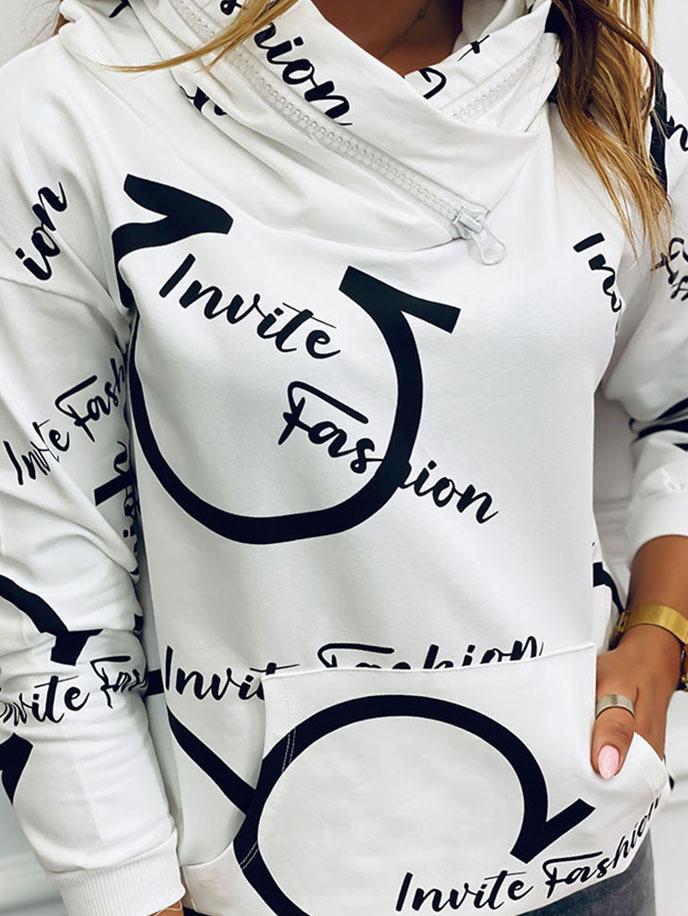 Women's Hoodies Letter Zip Pocket Long Sleeve Hoody - LuckyFash™