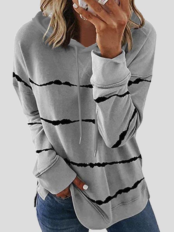 Women's Hoodies Loose Striped Split Long Sleeve Hoodie - LuckyFash™