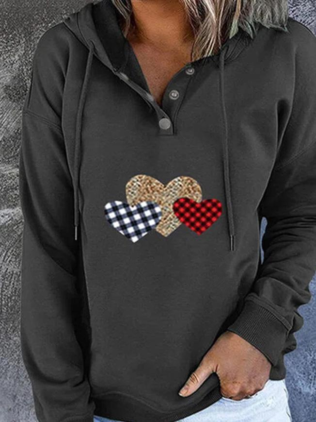 Women's Hoodies Love Print Drawstring Long Sleeve Hoodie - LuckyFash™