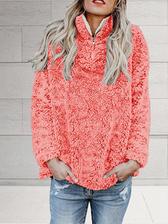 Women's Hoodies Plush Zip Turtleneck Long Sleeve Sweatshirt - LuckyFash™