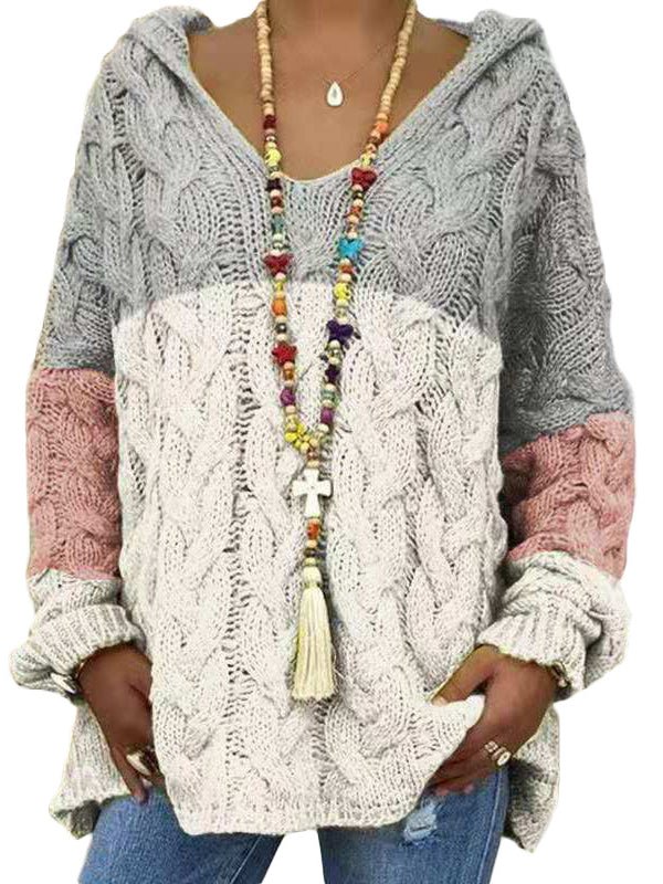 Hoodies Solid Color Twist Knitted Hoodie - LuckyFash™