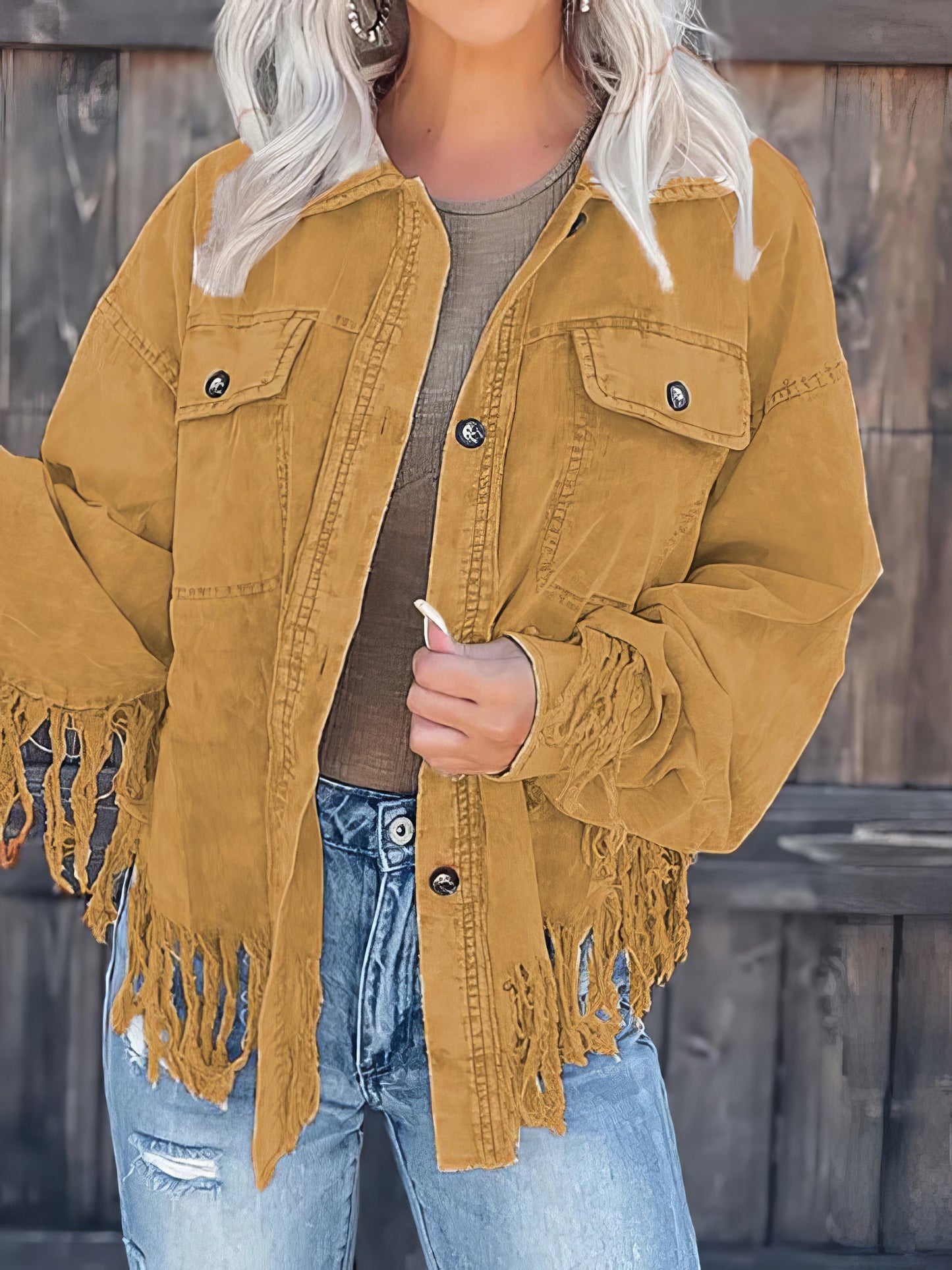 Jackets Casual Tassel Wash Corduroy Jacket - LuckyFash™