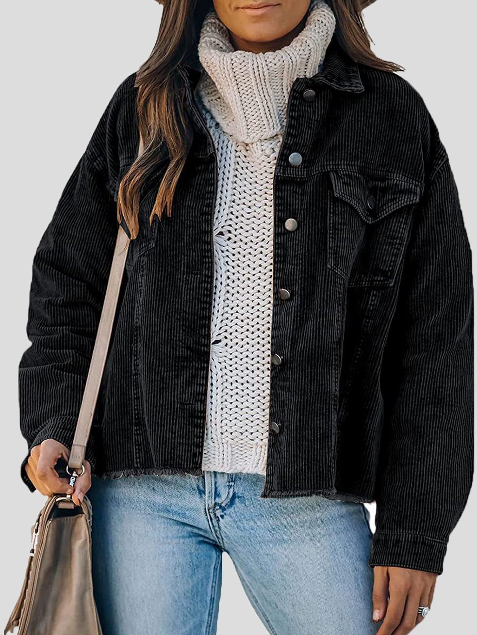 Jackets Corduroy Button Loose Long Sleeve Jacket - LuckyFash™