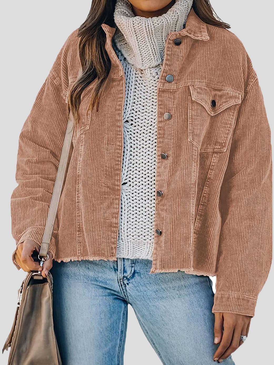 Jackets Corduroy Button Loose Long Sleeve Jacket - LuckyFash™