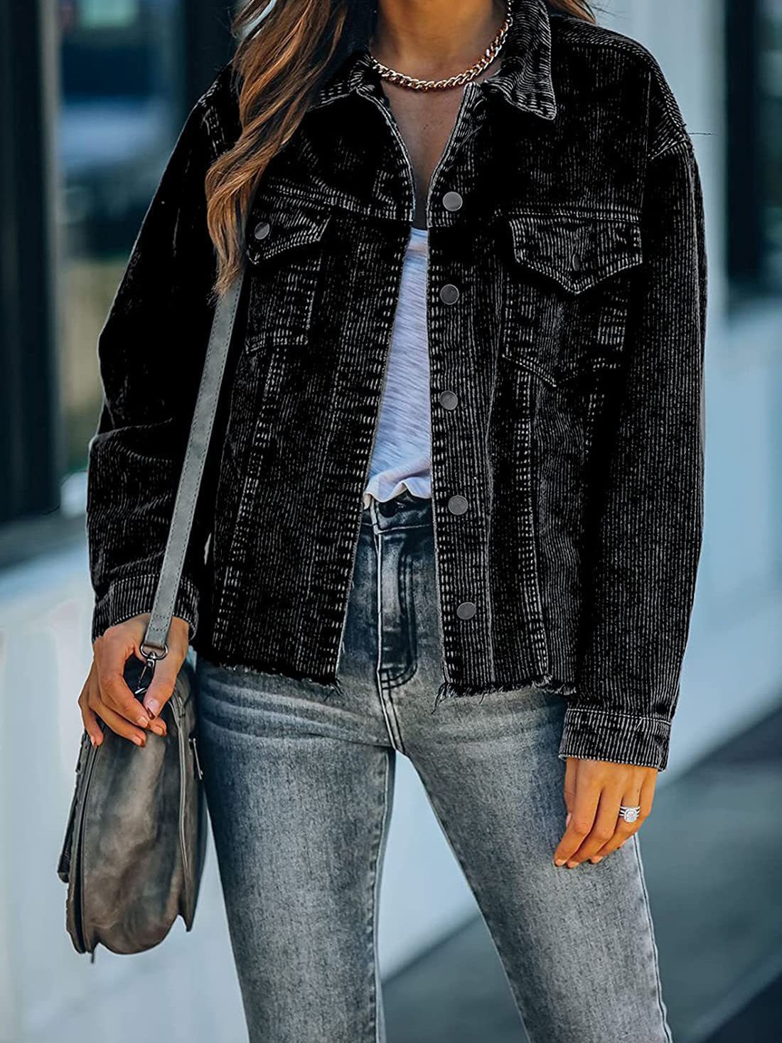 Jackets Corduroy Button Loose Long Sleeve Jacket - LuckyFash™