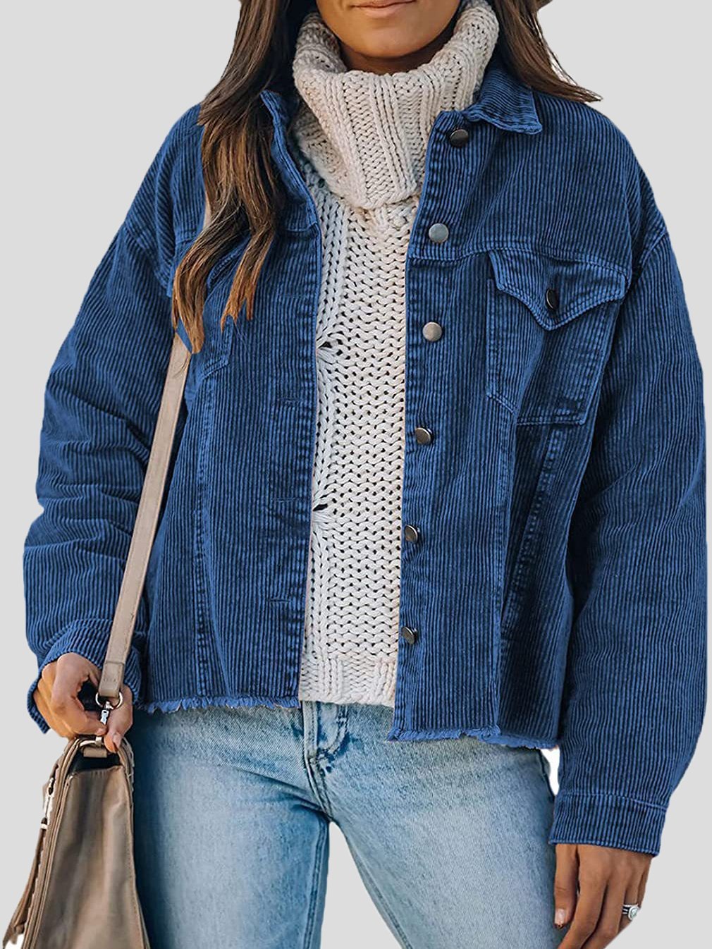 Jackets Corduroy Button Loose Long Sleeve Jacket - LuckyFash™