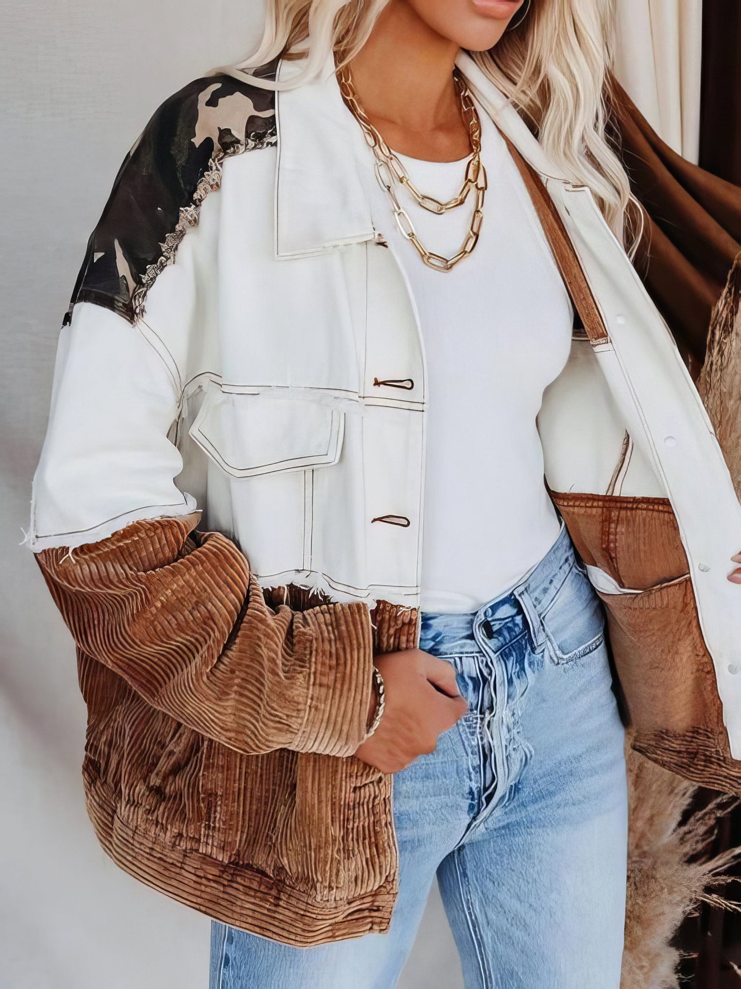 Jackets Lapel Retro Camouflage Corduroy Jacket - LuckyFash™