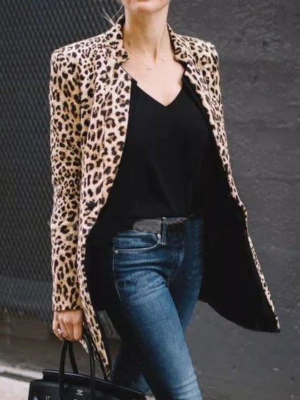 Women's Jackets Leopard Print Long Sleeve Casual Jacket - LuckyFash™