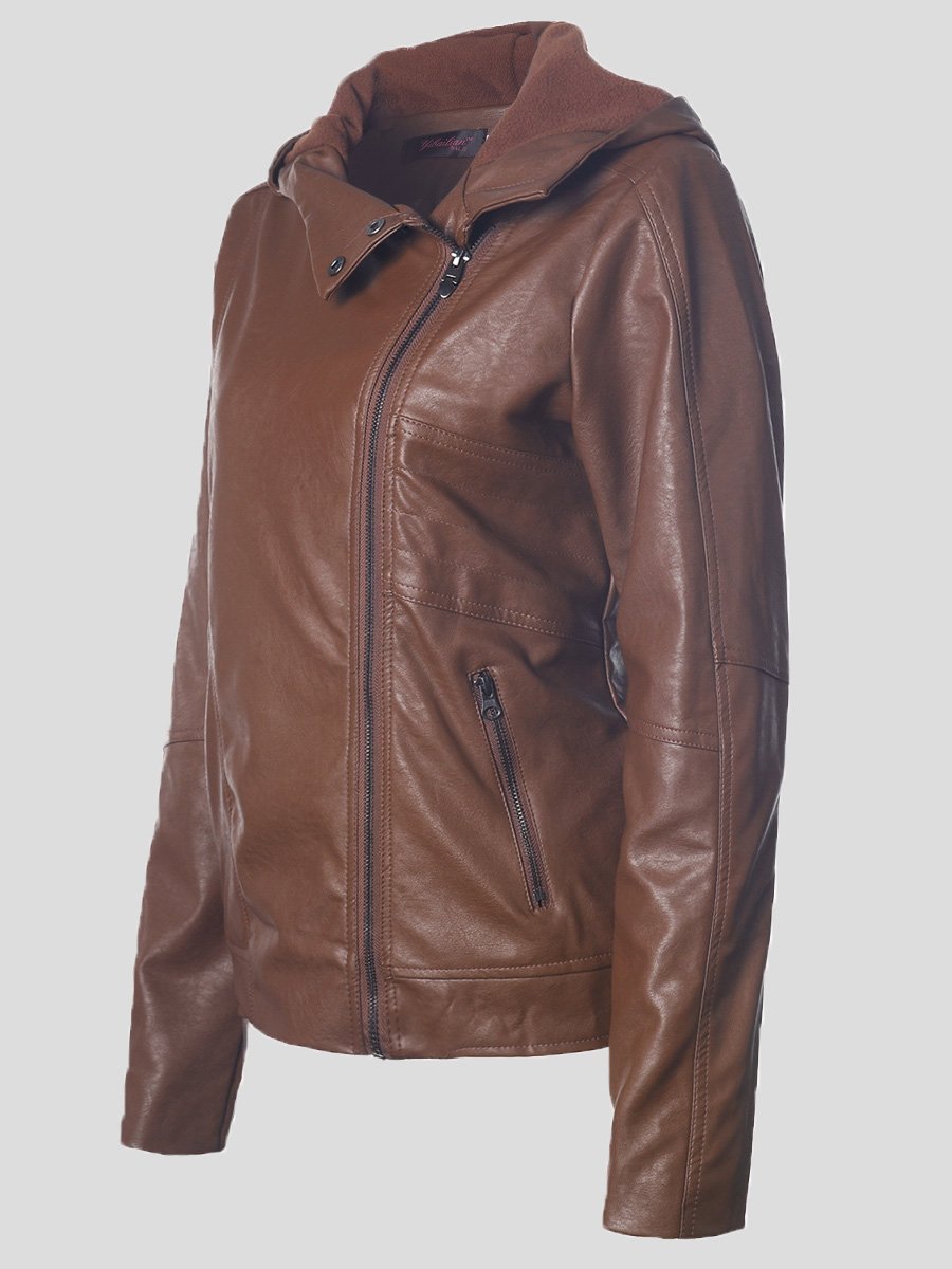 Jackets Vintage Long Sleeve Hooded Leather Jacket - LuckyFash™