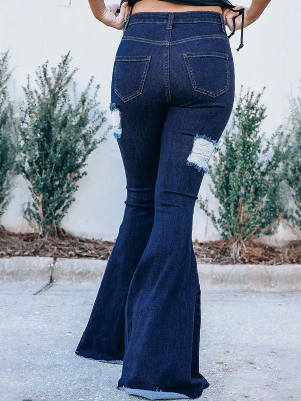 Women's Jeans Casual Ripped Wash Flare Jeans - LuckyFash™