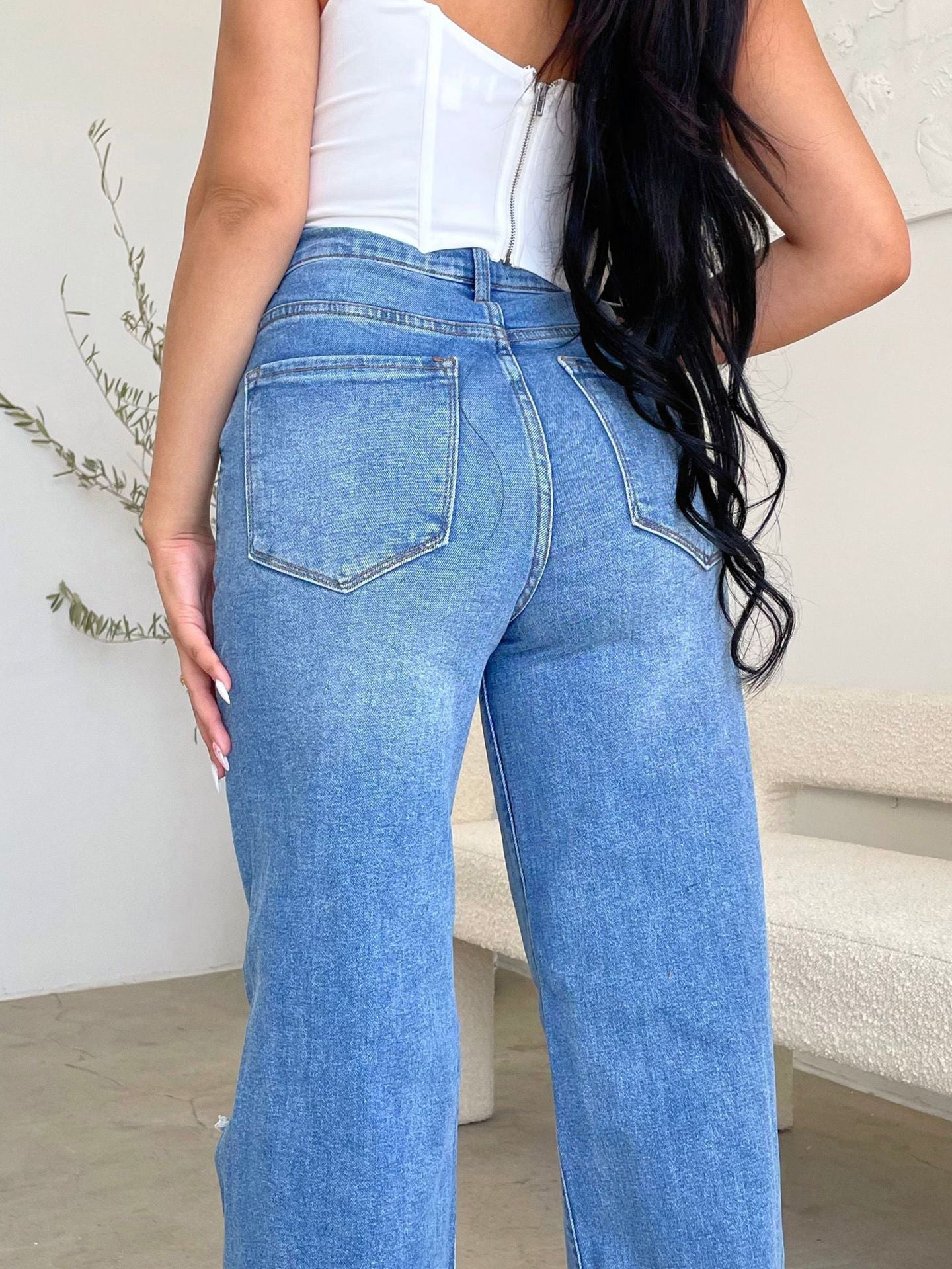 Women's Jeans High Waist Ripped Wide Leg Jeans - LuckyFash™