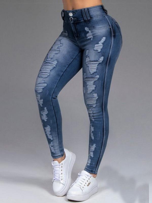 Women's Jeans Ripped Thin Stretch Slim Jeans - LuckyFash™