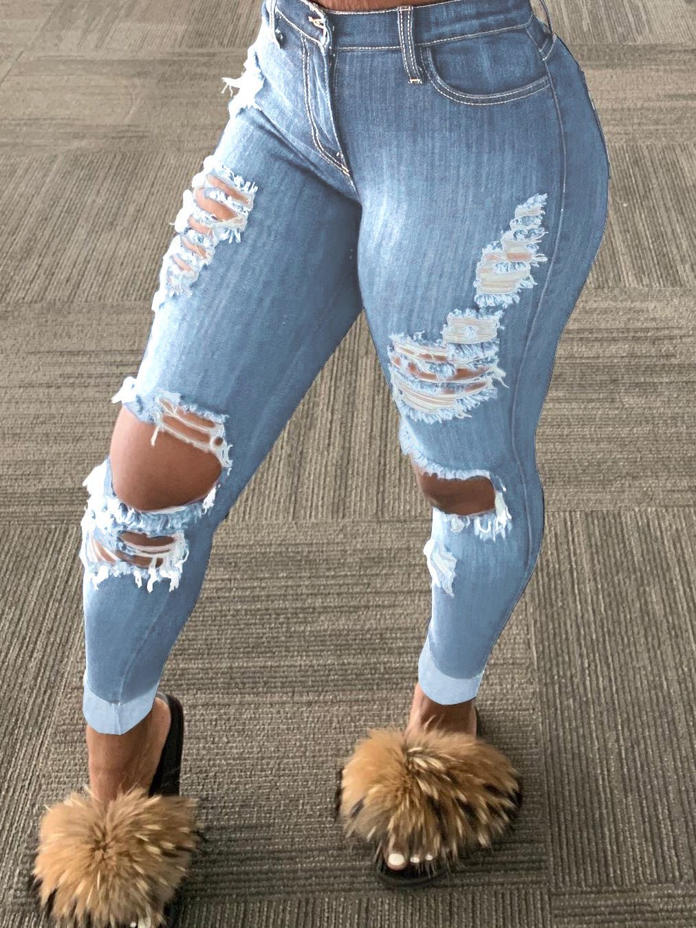 Jeans Washed Ripped Skinny Jeans - LuckyFash™