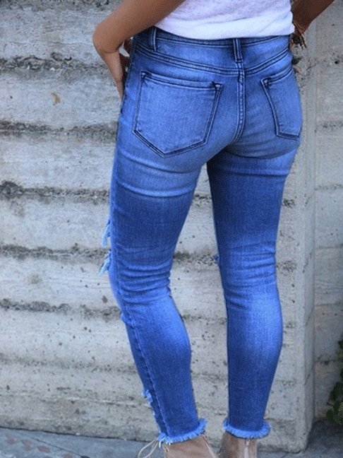 Women's Jeans Washed Ripped Slim-Fit Skinny Jeans - LuckyFash™