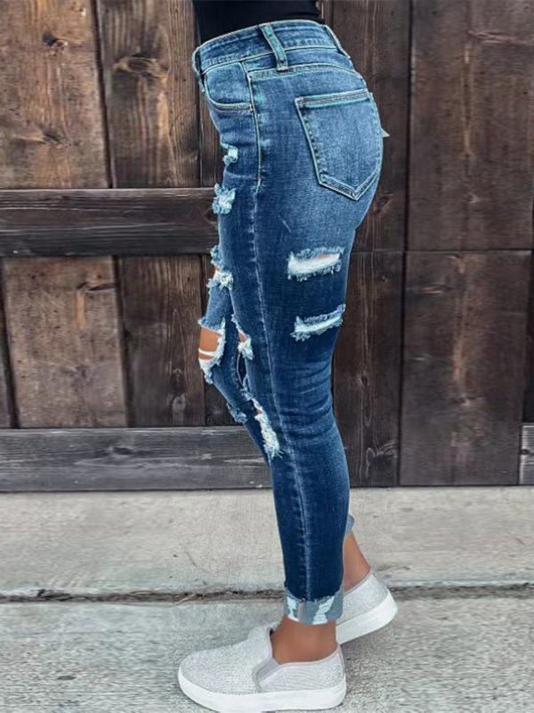 Women's Jeans Washed Stretch Ripped Skinny Jeans - LuckyFash™