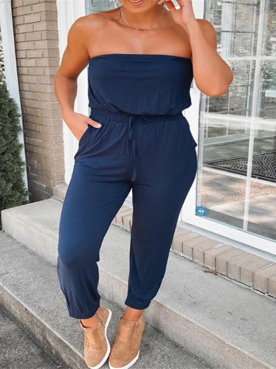 Women's Jumpsuits Bandeau Pocket Sleeveless Casual Jumpsuit - LuckyFash™