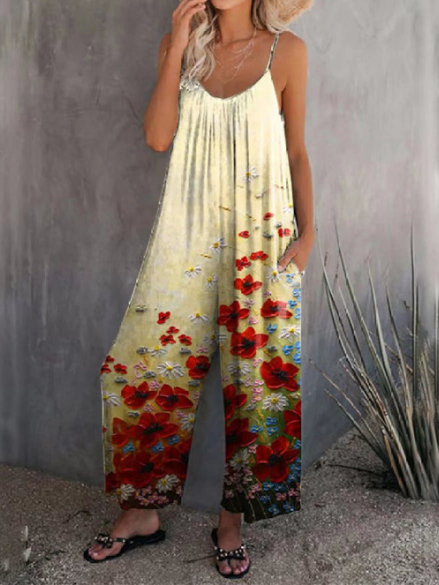 Jumpsuits Casual Multicolor Print Pocket Jumpsuit - LuckyFash™