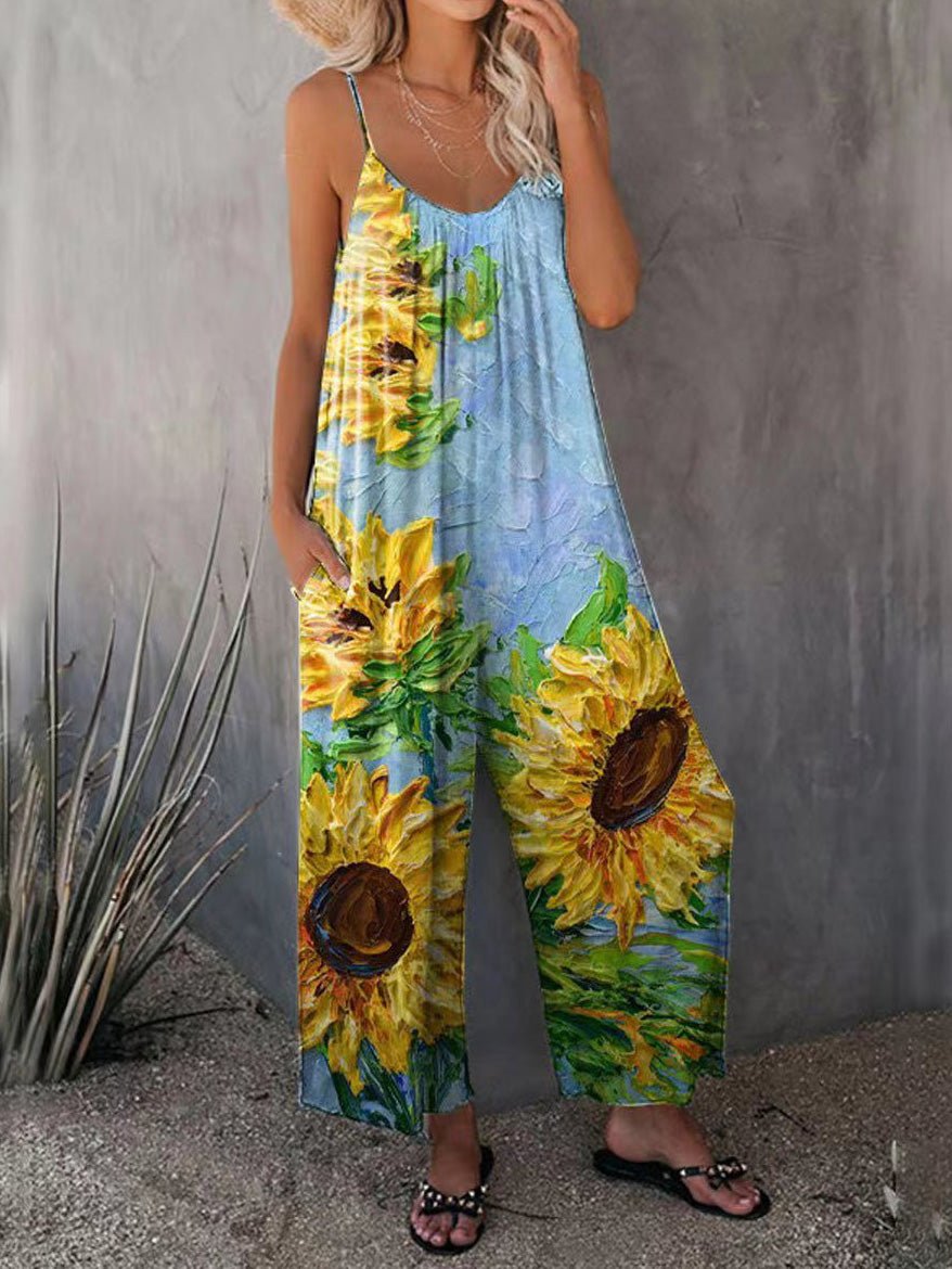 Jumpsuits Casual Multicolor Print Pocket Jumpsuit - LuckyFash™