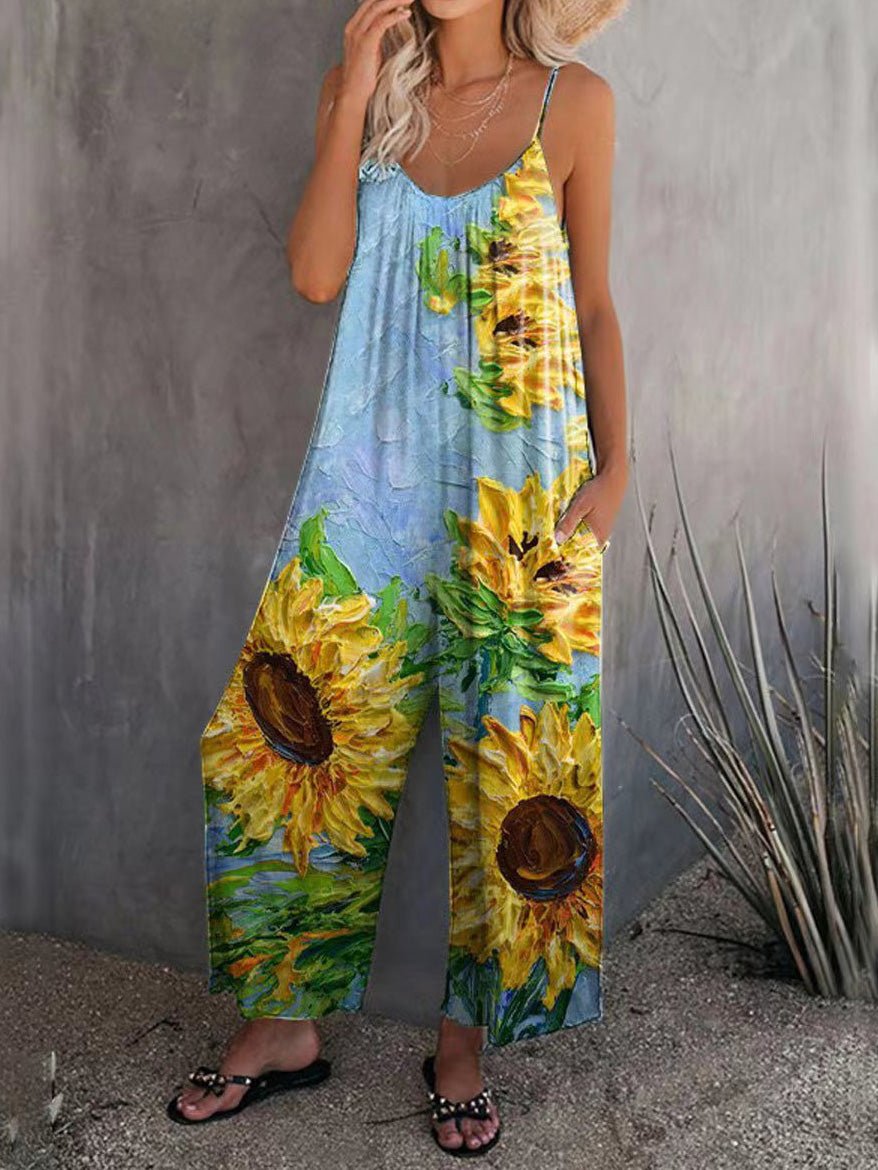 Jumpsuits Casual Multicolor Print Pocket Jumpsuit - LuckyFash™