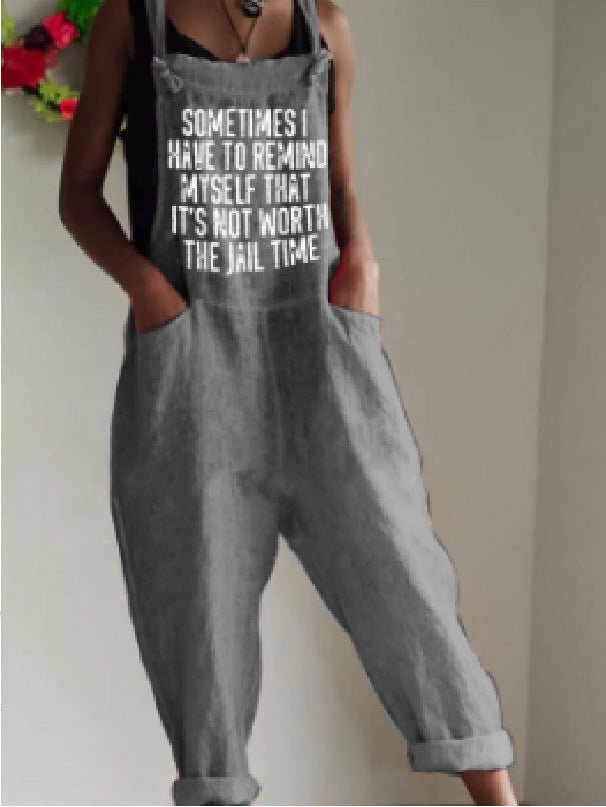 Jumpsuits Casual Print Pocket Sleeveless Jumpsuit - LuckyFash™