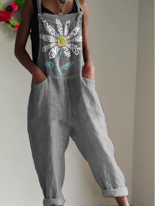 Jumpsuits Casual Print Pocket Sleeveless Jumpsuit - LuckyFash™
