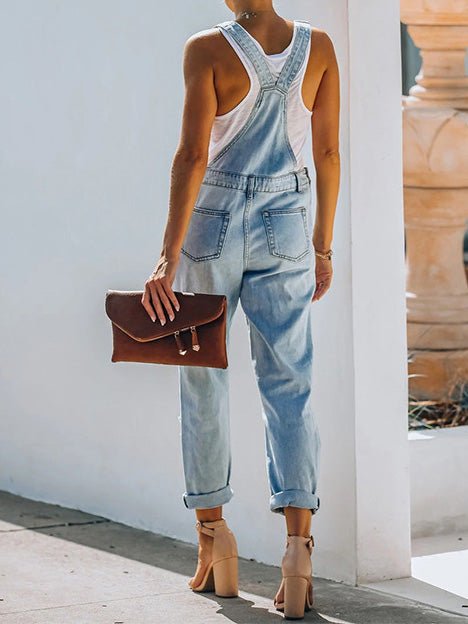 Women's Jumpsuits Casual Ripped Pocket Denim Jumpsuit - LuckyFash™