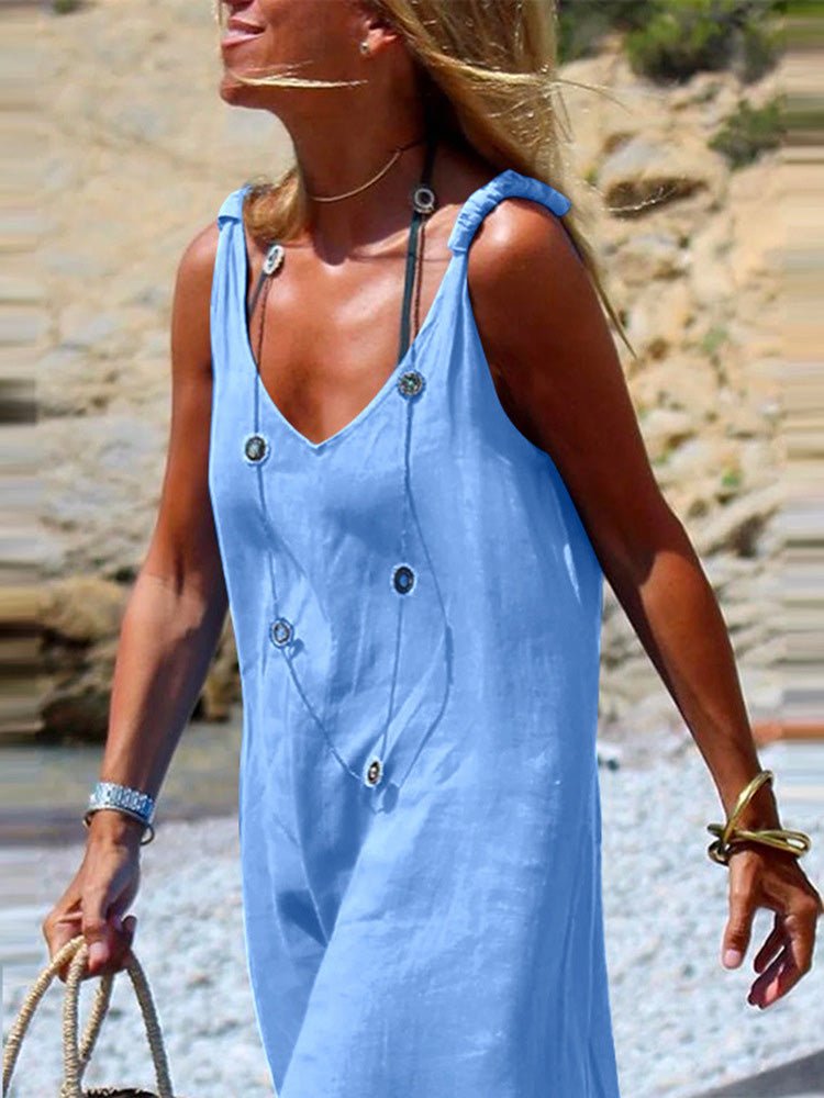 Women's Jumpsuits Casual Solid Sleeveless Wide Leg Jumpsuit - LuckyFash™