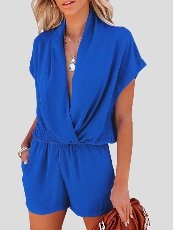 Women's Jumpsuits Deep V-Neck Cross Pocket Casual Jumpsuit - LuckyFash™