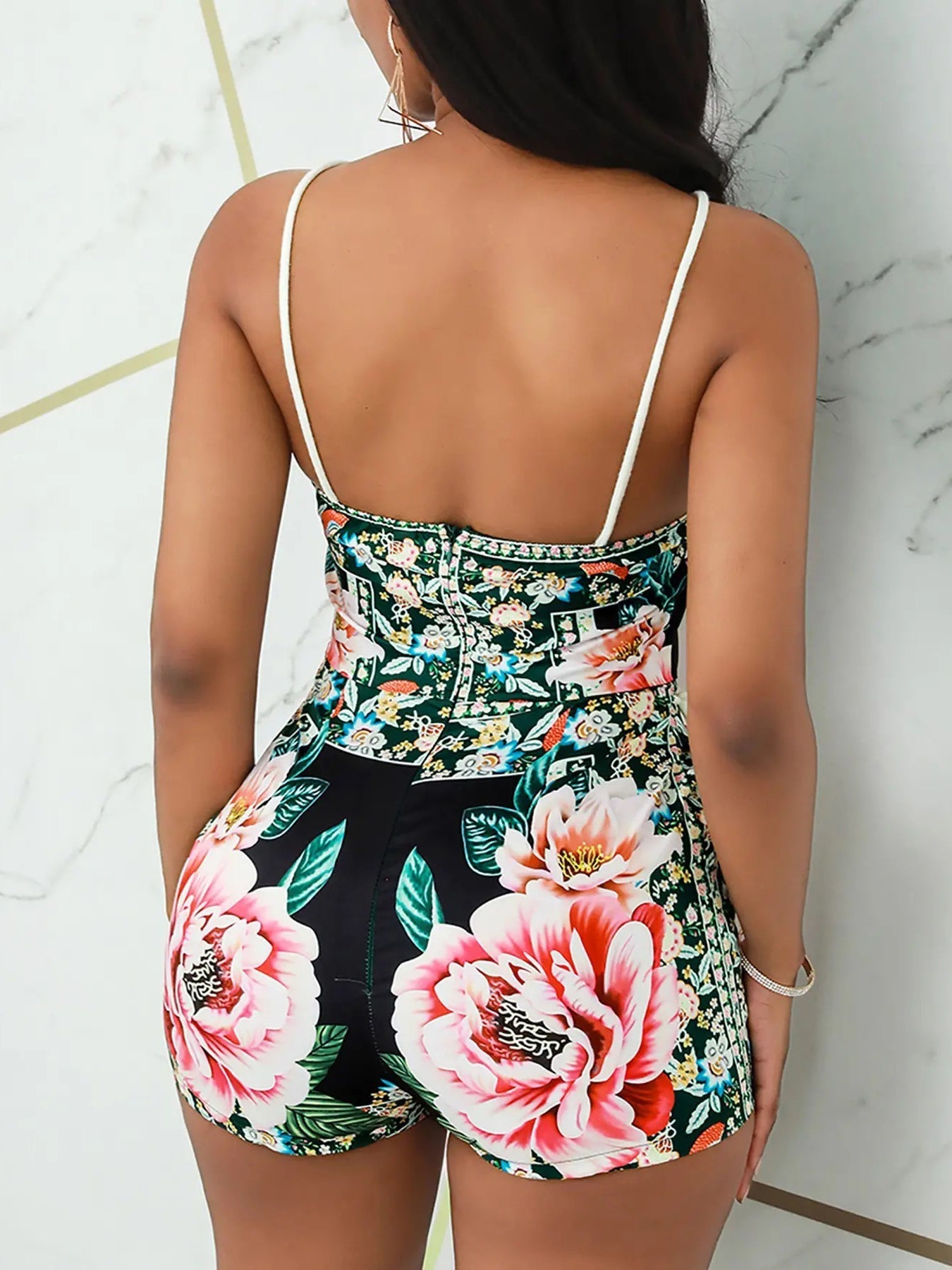 Women's Jumpsuits Floral Print Halter Pocket Slim Fit Jumpsuit - LuckyFash™