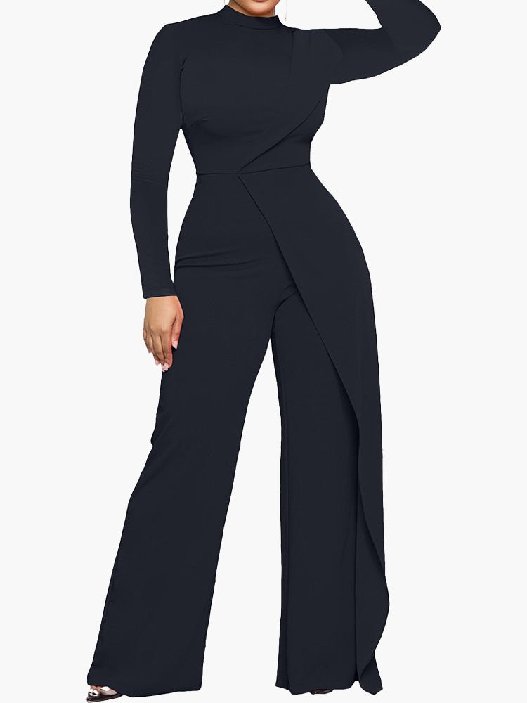 Women's Jumpsuits Half Turtleneck Irregular Long Sleeve Jumpsuit - LuckyFash™
