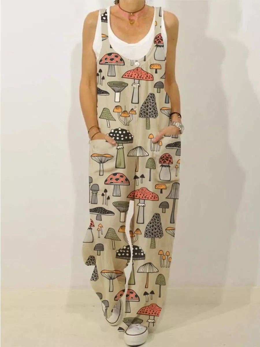 Women's Jumpsuits Loose Cute Print Pocket Sleeveless Jumpsuit - LuckyFash™