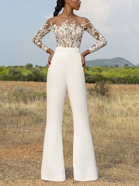 Women's Jumpsuits One-Shoulder Embroidered Long Sleeve Jumpsuit - LuckyFash™