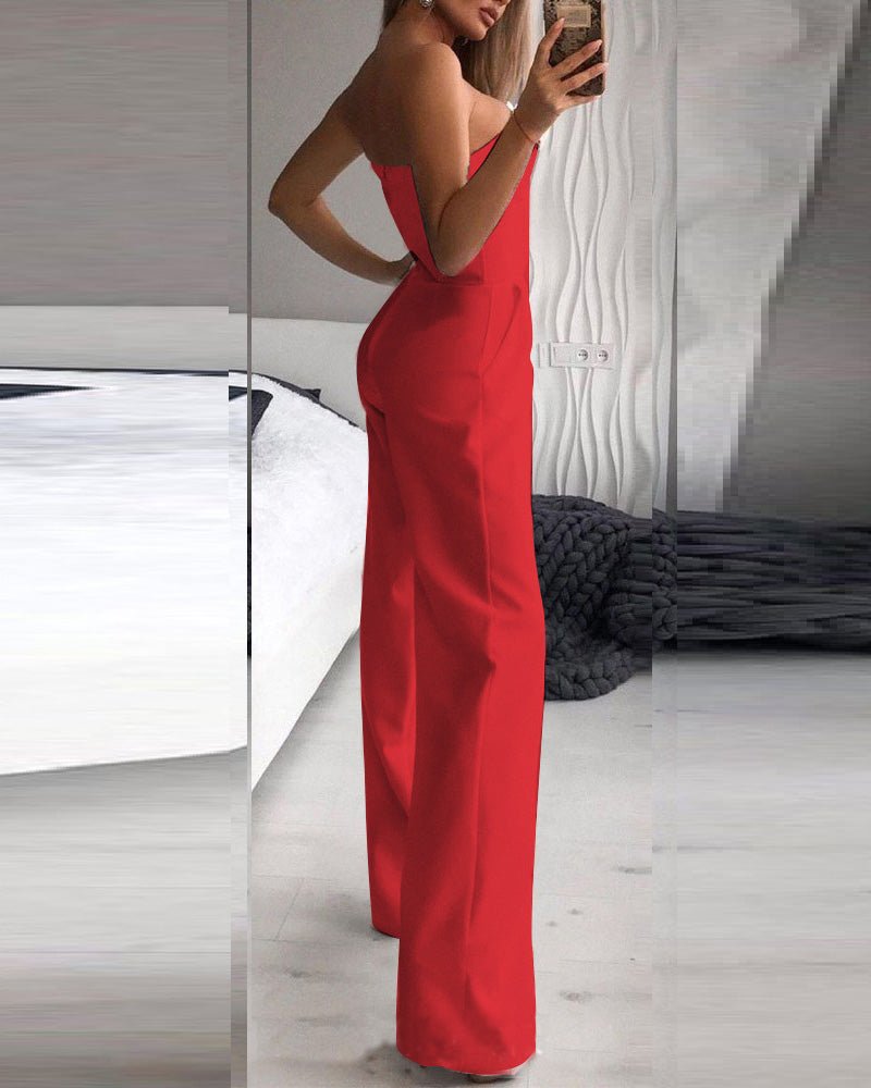 Women's Jumpsuits One-Shoulder Pocket Sleeveless Jumpsuit - LuckyFash™