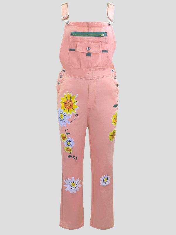 Women's Jumpsuits Printed Pattern Pockets Denim Jumpsuit - LuckyFash™