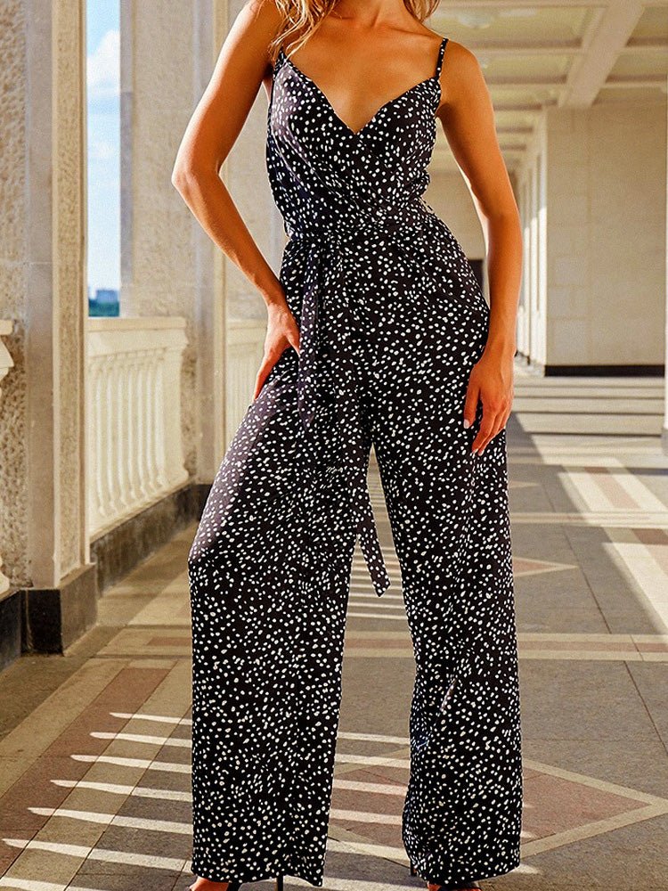 Women's Jumpsuits Printed Sling Belted Sleeveless Jumpsuit - LuckyFash™