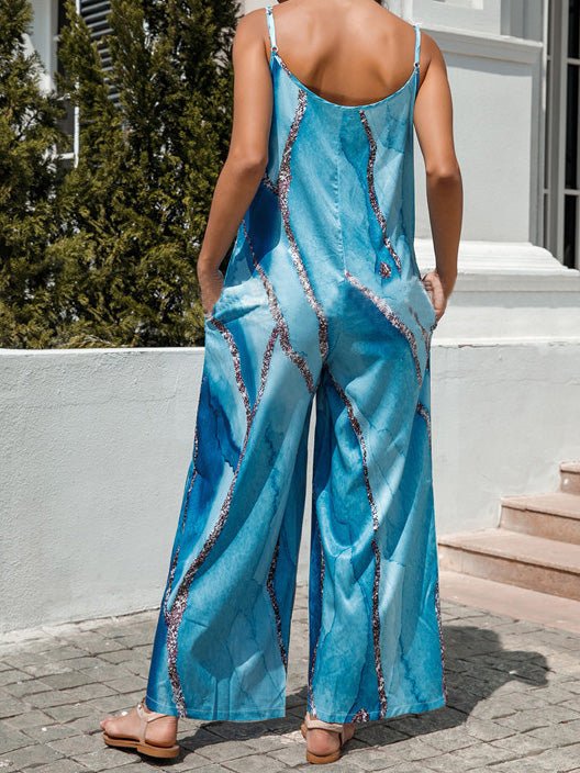 Women's Jumpsuits Printed Sling Pocket Wide-Leg Jumpsuit - LuckyFash™